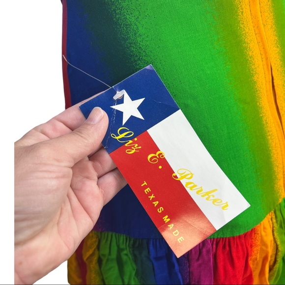 VTG 80's/90's NWT DEADSTOCK Liz E. Parker Texas Made Rainbow Tiered Skirt Sz 6 - Picture 6 of 8